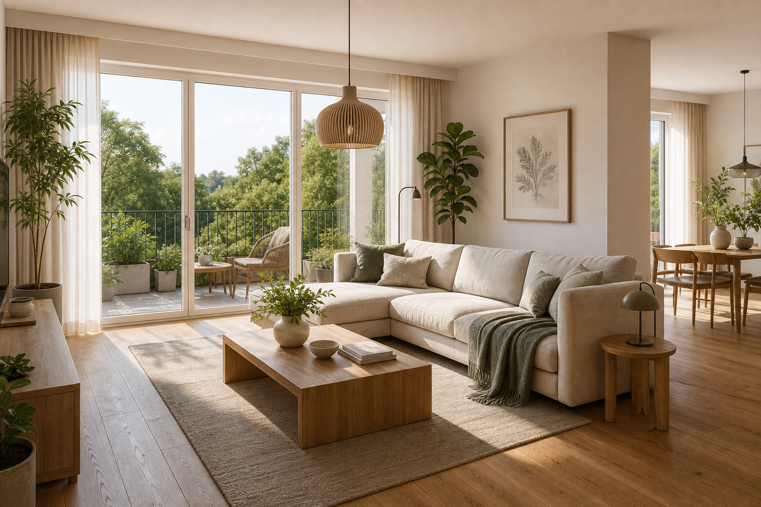 Helles Wohnzimmer mit Balkon